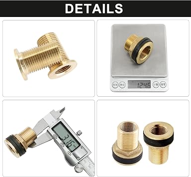 2 Pcs Brass Bulkhead Fitting, 1/2 Female 3/4 Male Water Tank Connector with 2 Rubber Ring for Rain Barrels, Aquariums