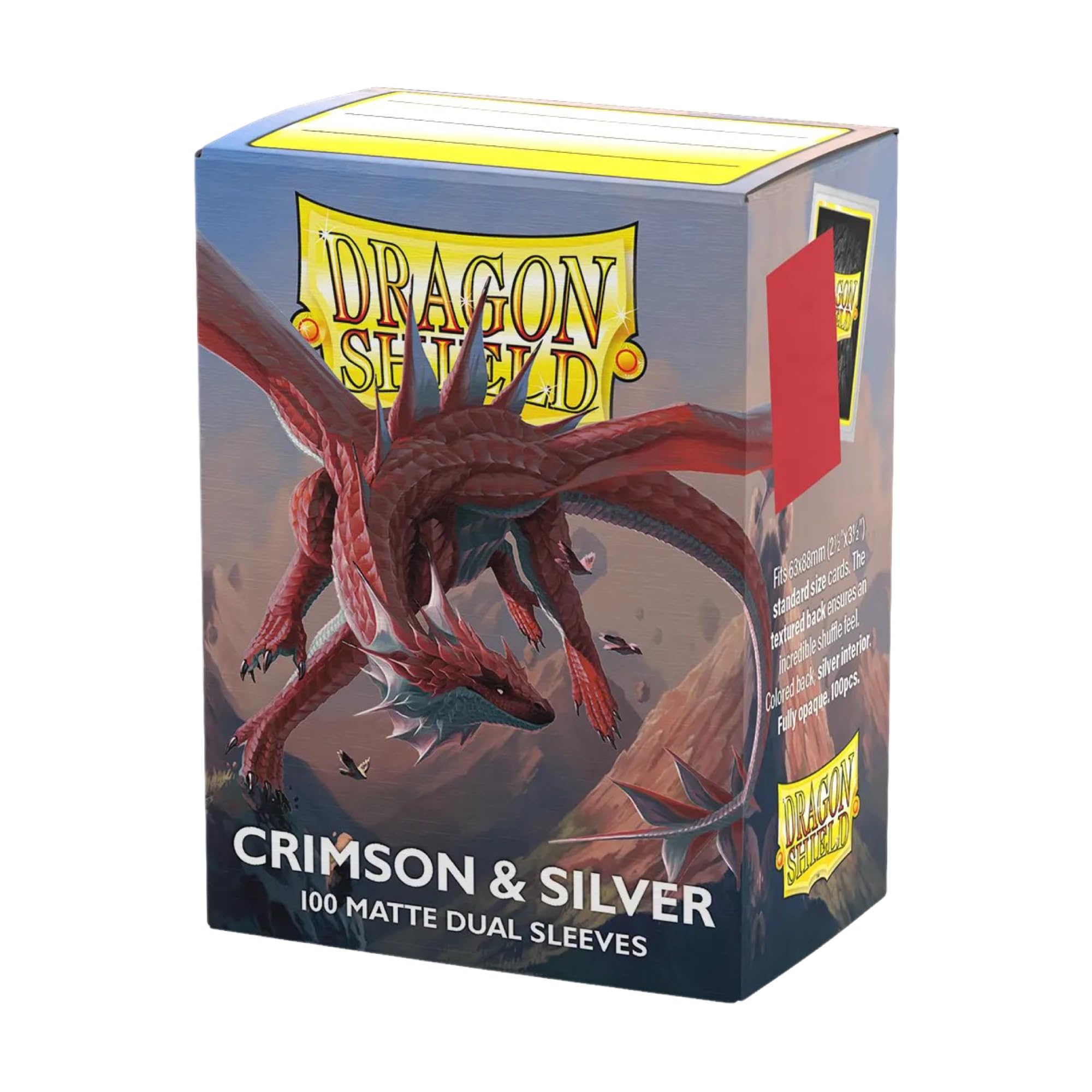 Dragon Shield | Matte Dual Standard Size Card Sleeves | 100ct - Smooth & Tough Premium TCG Sleeves - Compatible with Pokemon, One Piece, and Magic: The Gathering | Crimson & Silver โ image 1