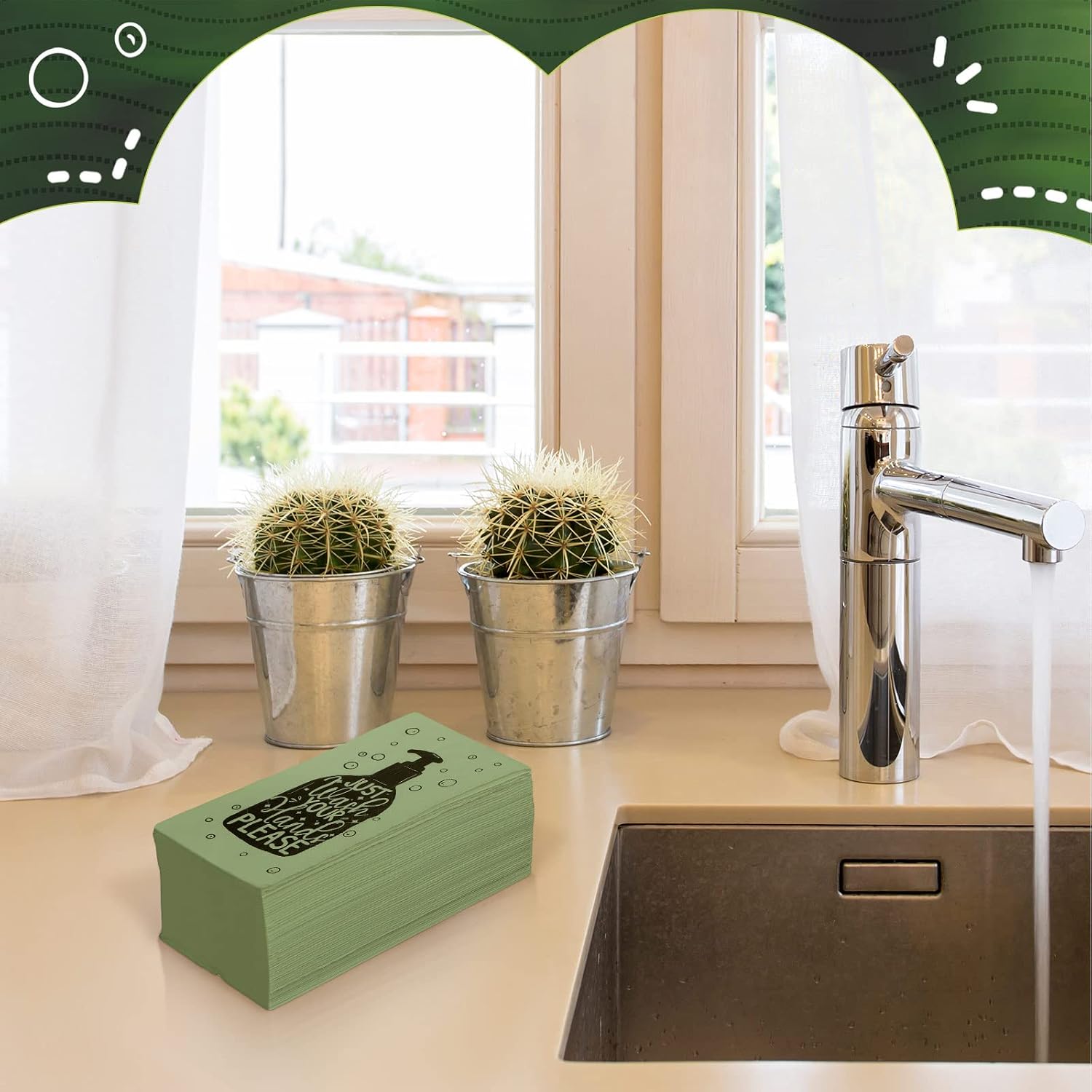 200 Pcs Paper Guest Towels Disposable Hand Towels Bathroom Guest Napkins Disposable, Sage Green image 4