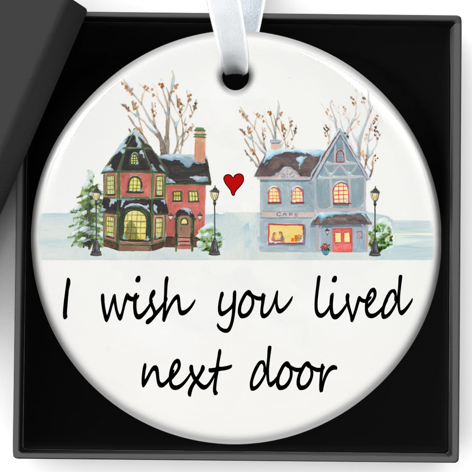 Christmas Ornaments Neighbor Gifts I Wish You Lived Next Door Ornament 2025 Funny Ceramic Ornament Xmas Tree Decorations Best New Home Friendship Gifts for Neighbors Friends Women Boyfriend Girlfriend