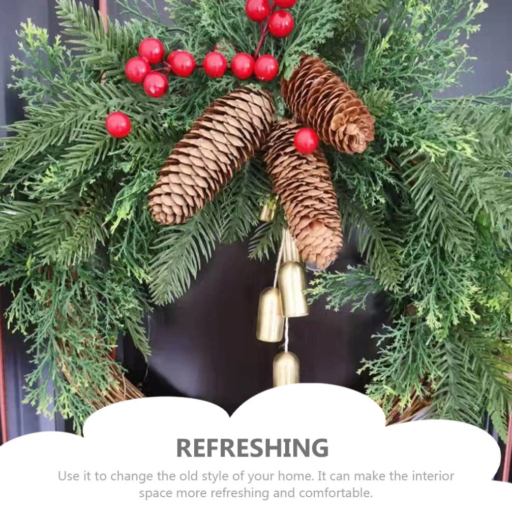 Weihnachtskranz Mit Glocken：34Cm KüNstlicher Deko Kranz TüRkranz Weihnachten Modern FüR HaustüR Und Wandfestliche Boho Kranz Mit Beeren Und Tannenzapfen Weihnachtsdekoration