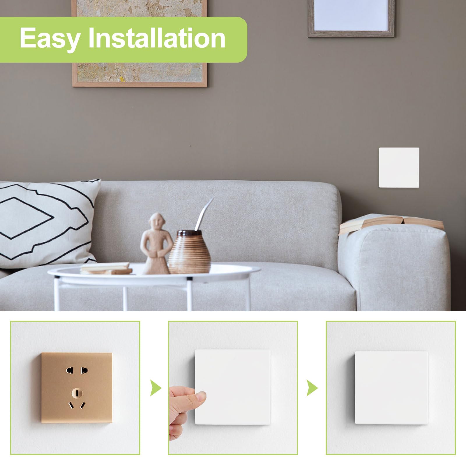 UFURMATE 2Pcs Screwless Blank Outlet Plate - Image 4