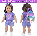 18 Inch Girl Doll Clothes and Accessories School Supplies Playset with Clothes,School Bags, Sunglasses, Pencils, Pencil Sharpener, Notebooks, Phone, Hair Clip, Stickers (No Doll)