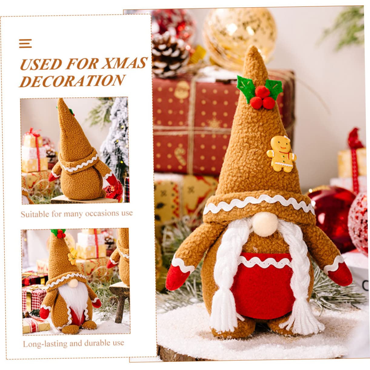 PRETYZOOM 6 Piezas muñeca Rodolfo Figuras de Rellenos Adornos de muñecos navideños Duendes navideños decoración navideña Decoraciones de de Peluche algodón Light Brown