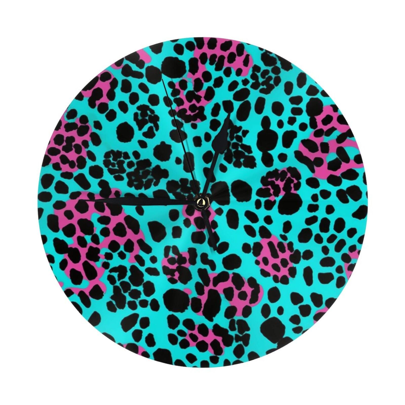 Horloge murale léopard turquoise 25cm silencieuse pour salon et bureau