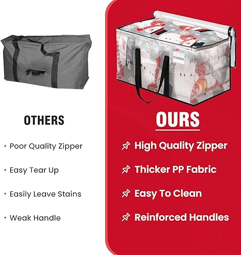 Miniatura 6 de Bolsas de mudanza transparentes resistentes extra grandes, suministros de mudanza con asa reforzada y doble cremallera, bolsas de almacenamiento