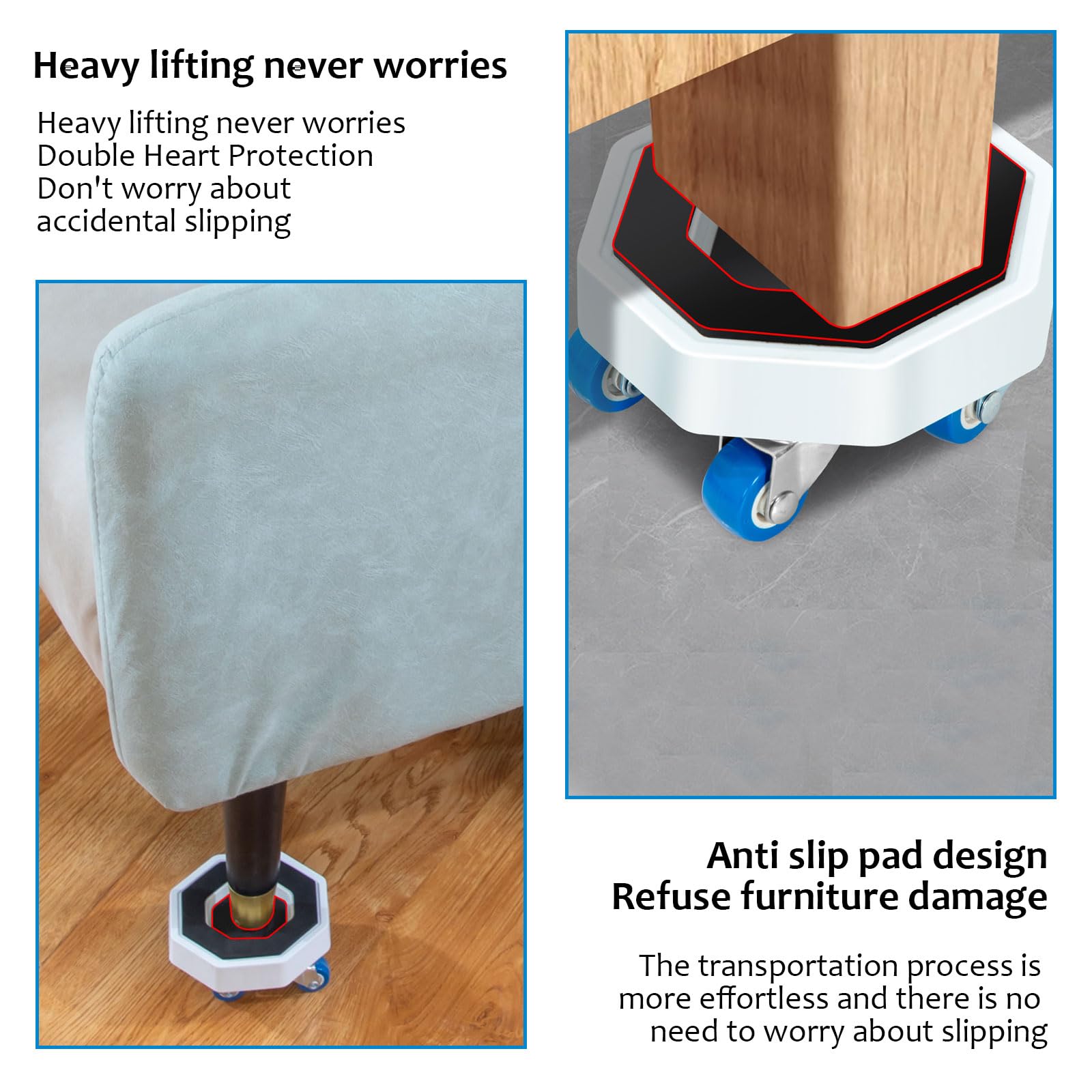 Kit de desplazamiento con ruedas para muebles y elevadores para muebles pesados – Patin deslizante para muebles pesados con elevador de muebles, elevador de puerta y herramientas de