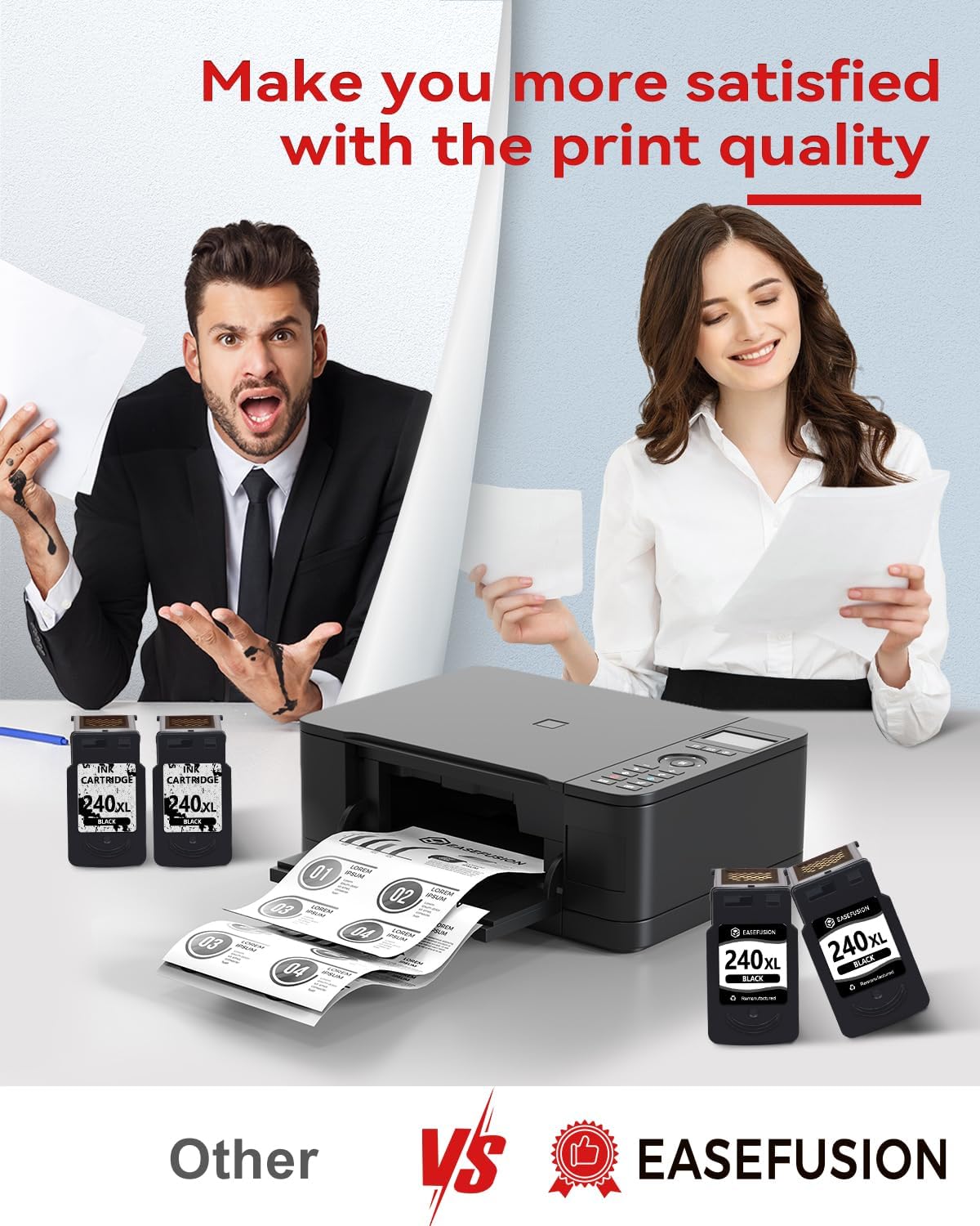 EaseFusion 240XL Black Ink Cartridges Replacement for Canon 240XL Black Ink Cartridge PG-240XL PG-240 Compatible with PIXMA MG3620 MG3600 TS5120 MX452 MG3220 MG3520 Printer, 2-Pack