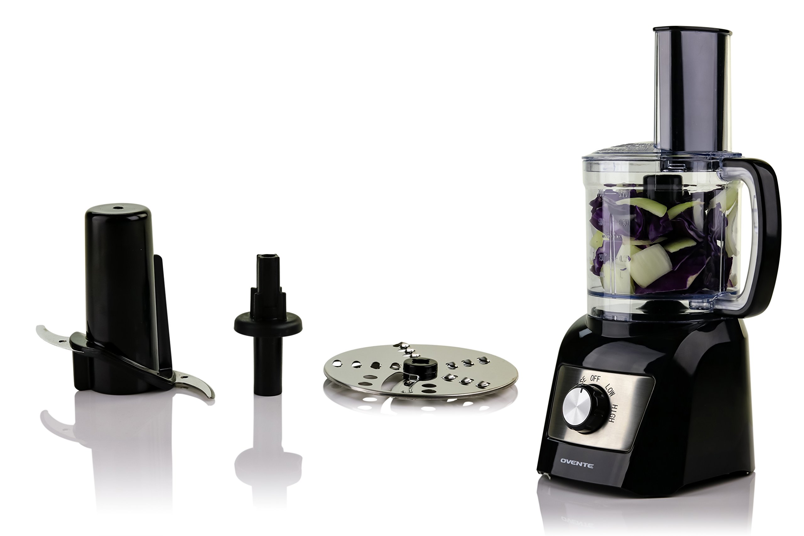 Ovente Electric Mini Food Processor & Vegetable Chopper 3 Cup Capacity with Stainless Steel Chopping Blade, 300 Watts & 2 Speed Control, Compact Processor for Chop, Blend, and Puree, Black (PF2003B)