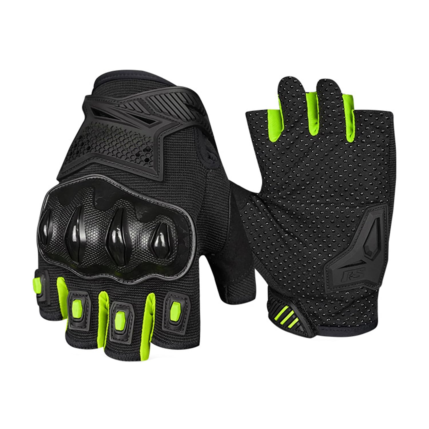 Half Finger Motorcycle Riding Gloves for Mens Women Finger Joint Protection PVC Hard Shell Cycling Gloves