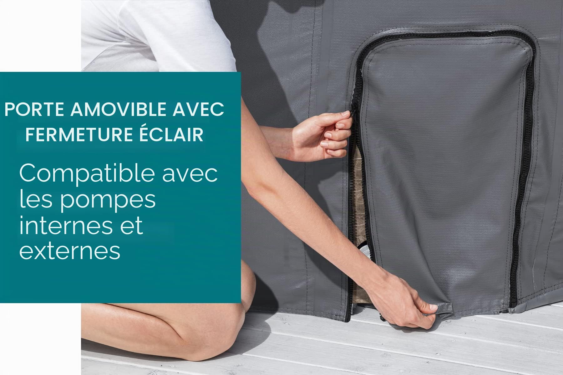 Bestway Lay-Z-Spa Housse Thermique Carrée energysense 1,80 m X 1,80 m X 71 cm, Gris