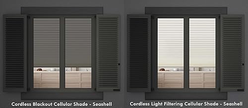 Miniatura 8 de Linen Avenue Persiana celular opaca estándar inalámbrica de 39 34 de ancho x 66 de alto, concha marina