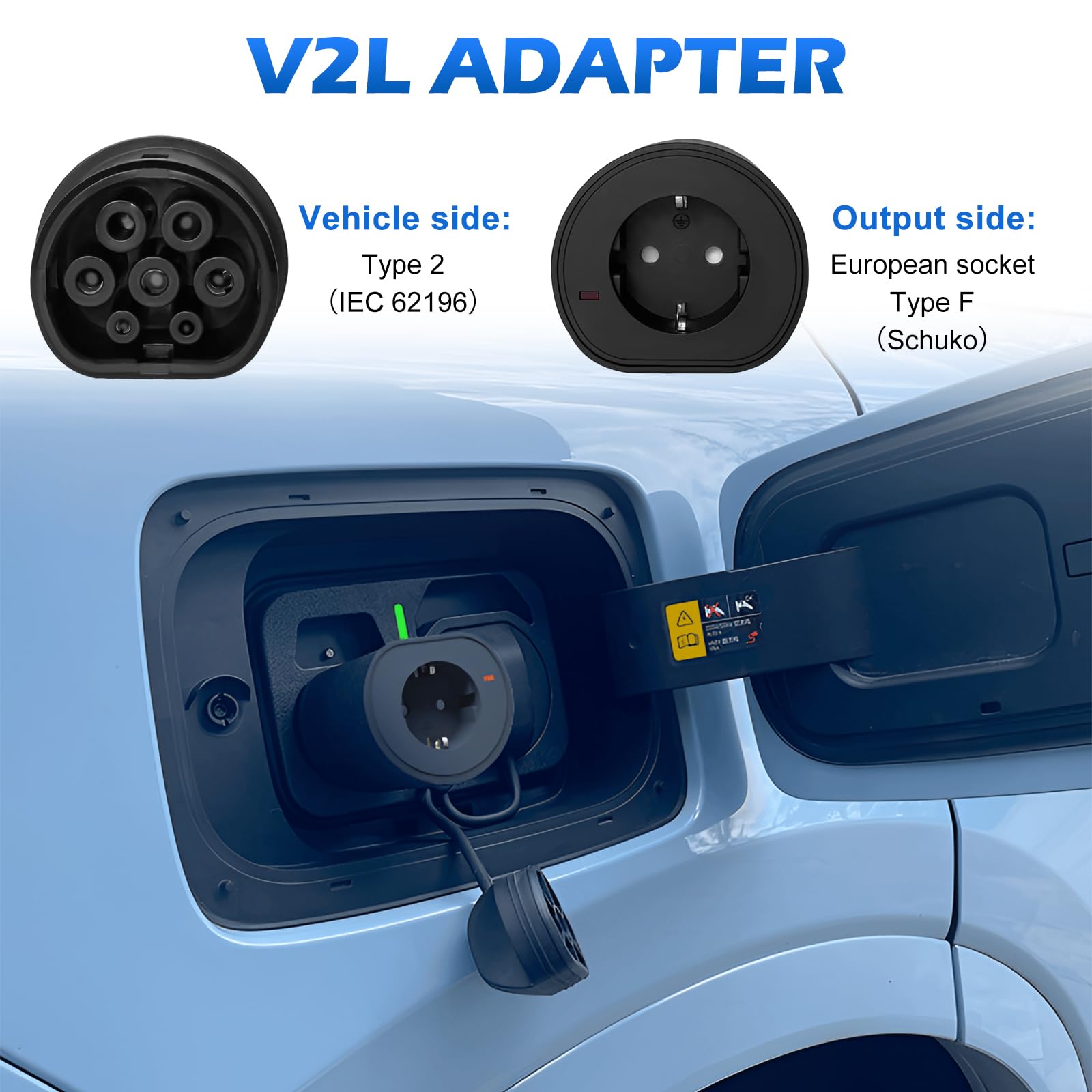 V2L Adapter Compatibel met MG BYD, 16A 220V Voertuig-naar-laadadapter