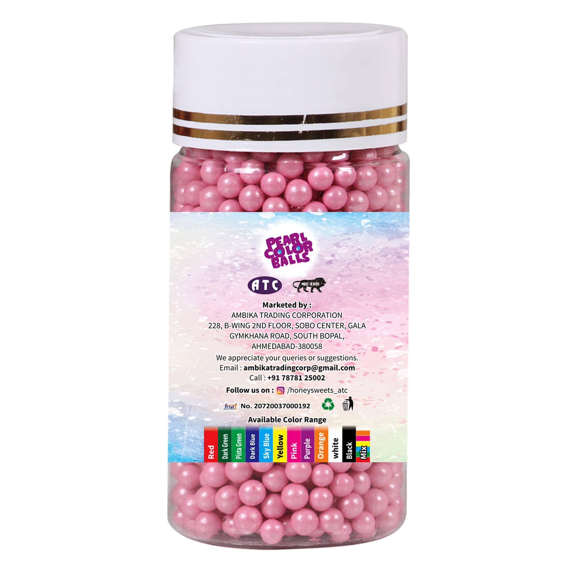 Honey Sweets Edible Pearl Pink colour Big Balls | Edible | Sprinkle Decorations for Cake Décor | Coloured Sugar confectionery | Best Use for upper Surface decoration | Big - 100 gm - Image 3 thumbnail