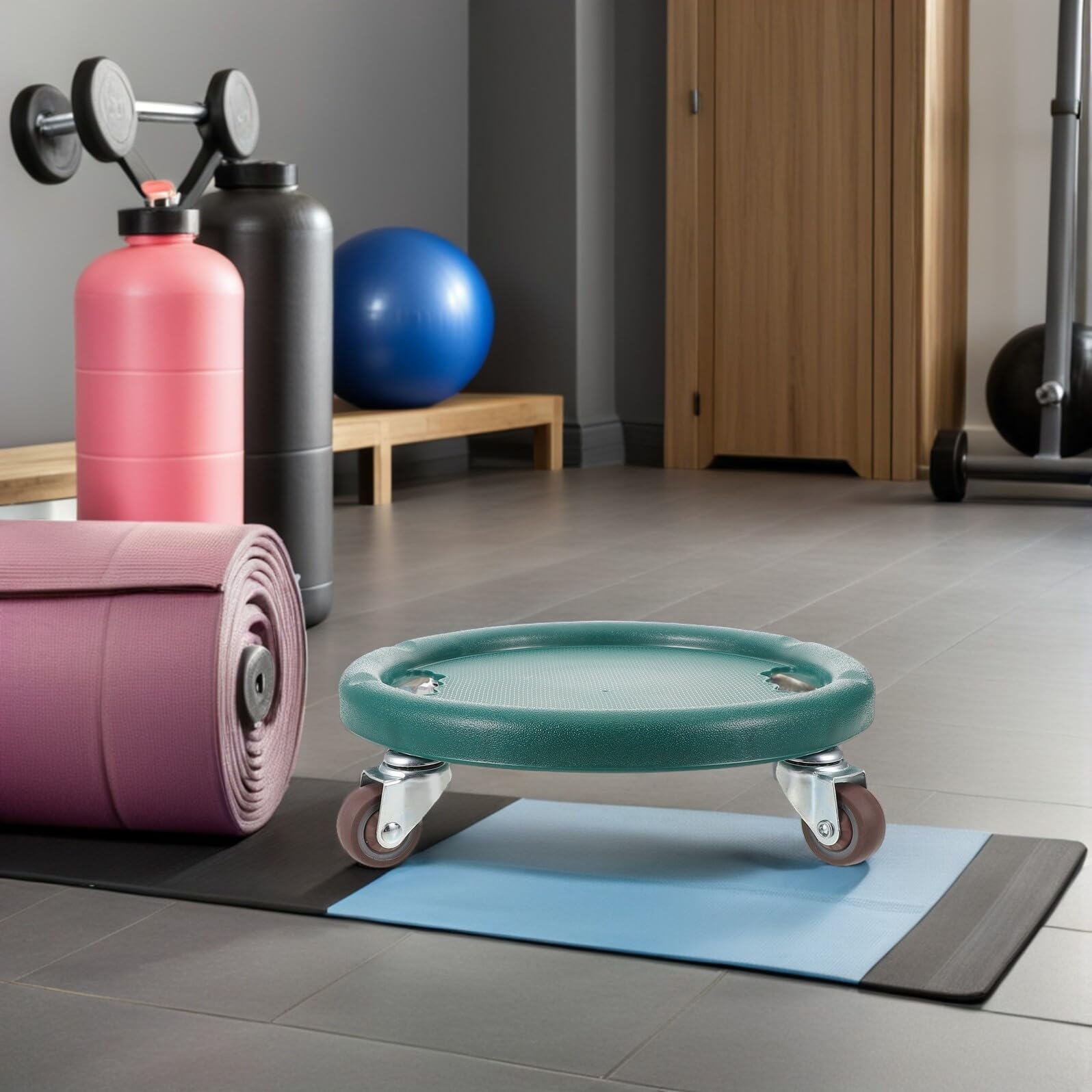 ULTECHNOVO Ruota Addominali Fitness Ruote Multidirezionale per Allenamento Core Silenziosa Casa Ginnastica Verde