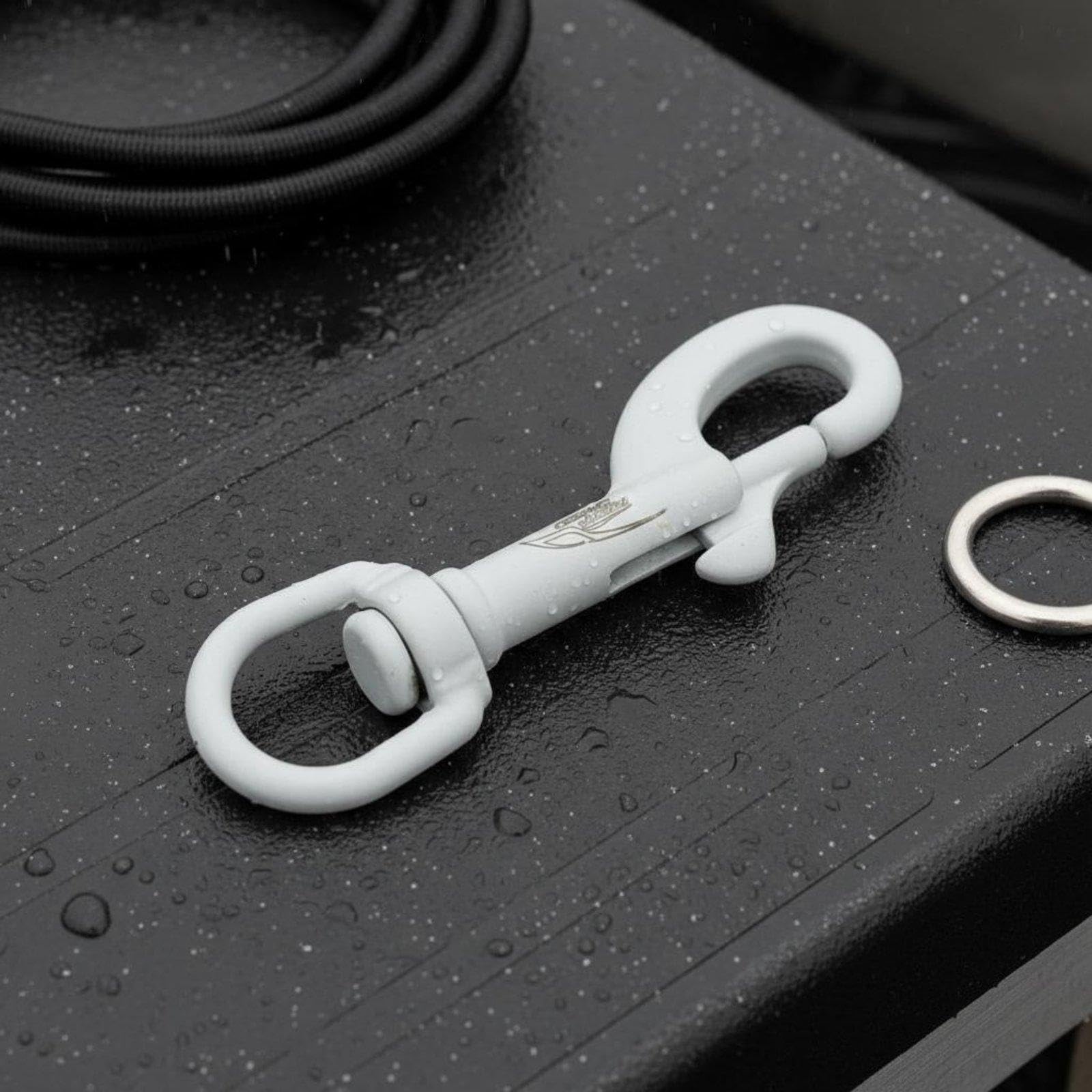 Single-Ended Bolt Snap Scuba BCD Clip Accurate Spring Mechanism Swivel Bolt Snap Hook for Divers, Underwater, Boating, Crafting White 75MM-image-2