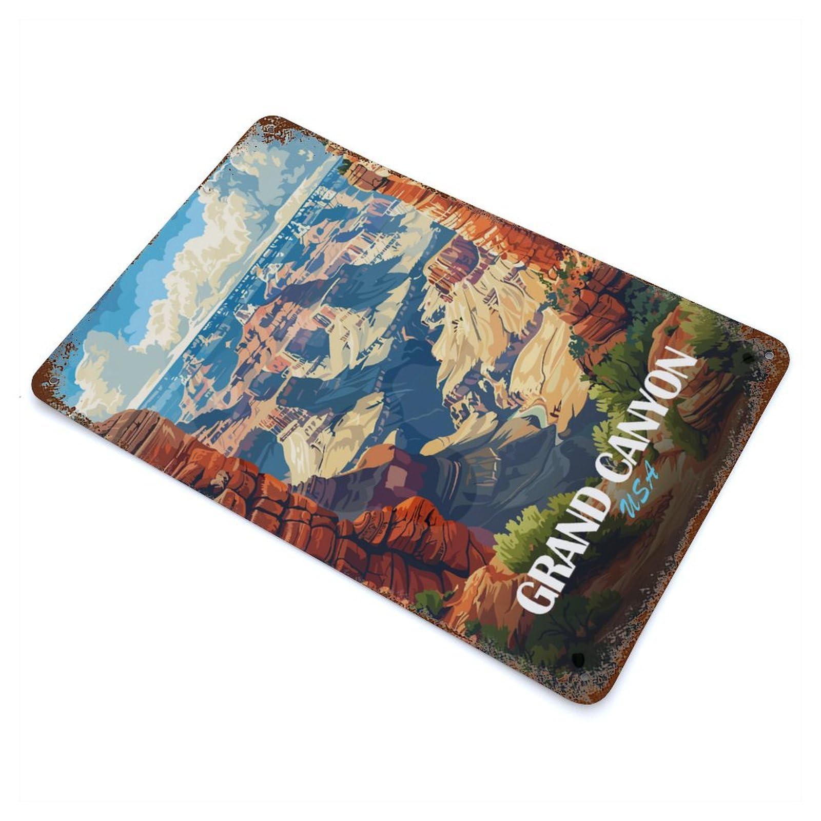 Garage Style Grand Canyon USA Travel Distressed Metal Wall Sign 11.8"x7.9", Decorative Metal Wall Art for Bar And Workshop