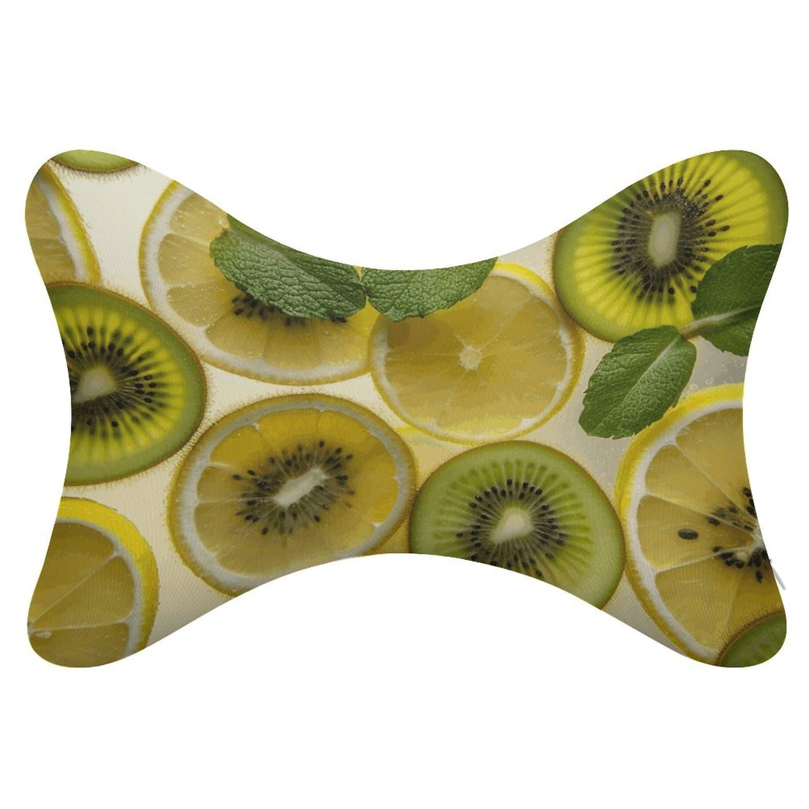 ADFGYERH Sliced Lemon and Kiwi in Drink Pillow ，Memory Foam Pillow Core，Cushion,Provide Neck Support，Car Pillows for Travel Car Seats and Home Offices.