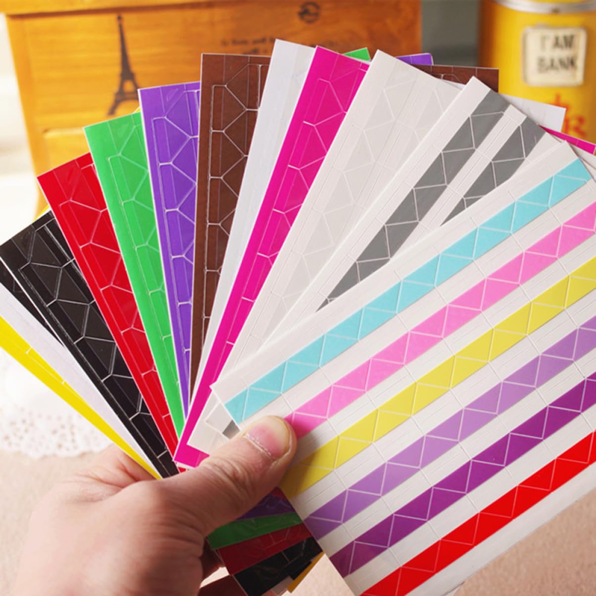IWOWHERO Album Corner Sticker Set 10 Sheets 24 Pieces Rainbow Color Lightweight Photo Corner Protection