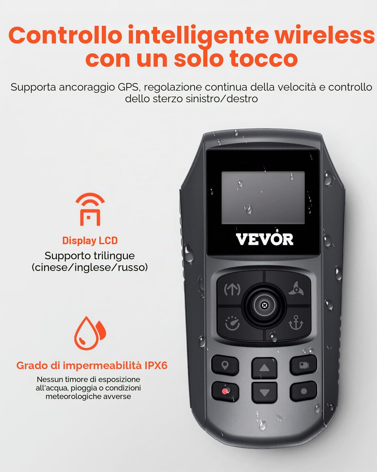 VEVOR Motore per Barca da Traina, Spinta 25 kg, Motore Fuoribordo Elettrico 12 V con GPS, Albero 915 mm, 10 Velocità, Telecomando, Indicatore Batteria LCD, per Kayak, Acqua Dolce Salata