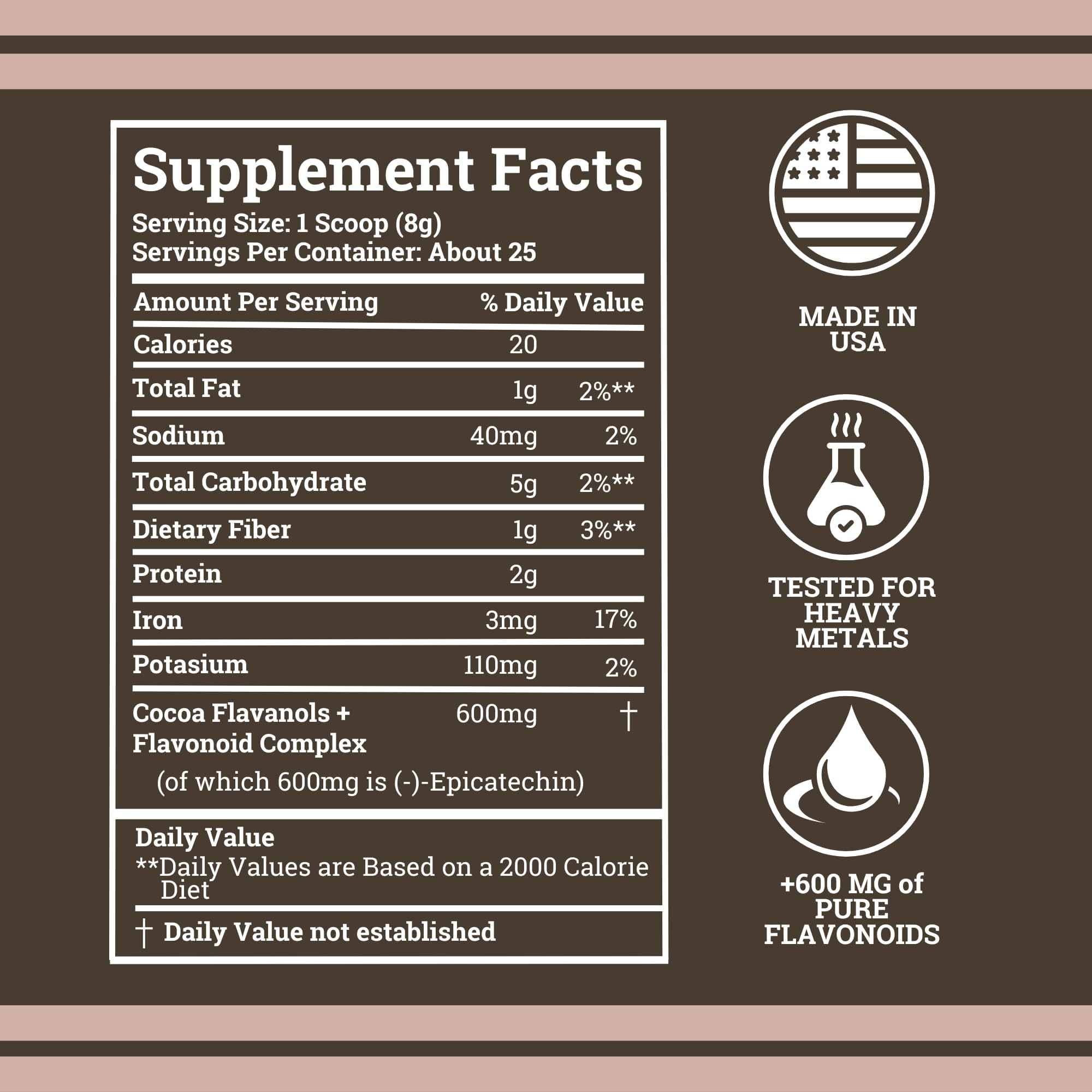 Black Forest High Flavanol Cocoa Powder - 1200mg Flavanols & Flavonoids with 600mg Epicatechin - 10X Concentrated Dark Cocoa Extract for Nitric Oxide and Wellness Support - Non-GMO Vegan — Amazon image 2