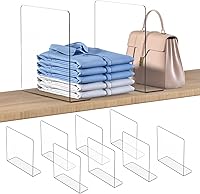 OKPOW Clear Acrylic Shelf Dividers for Closet - 12" Tall x 11.8" Deep, Sturdy Adjustable Organizers for Clothes & Purses, Easy Install 8-Pack