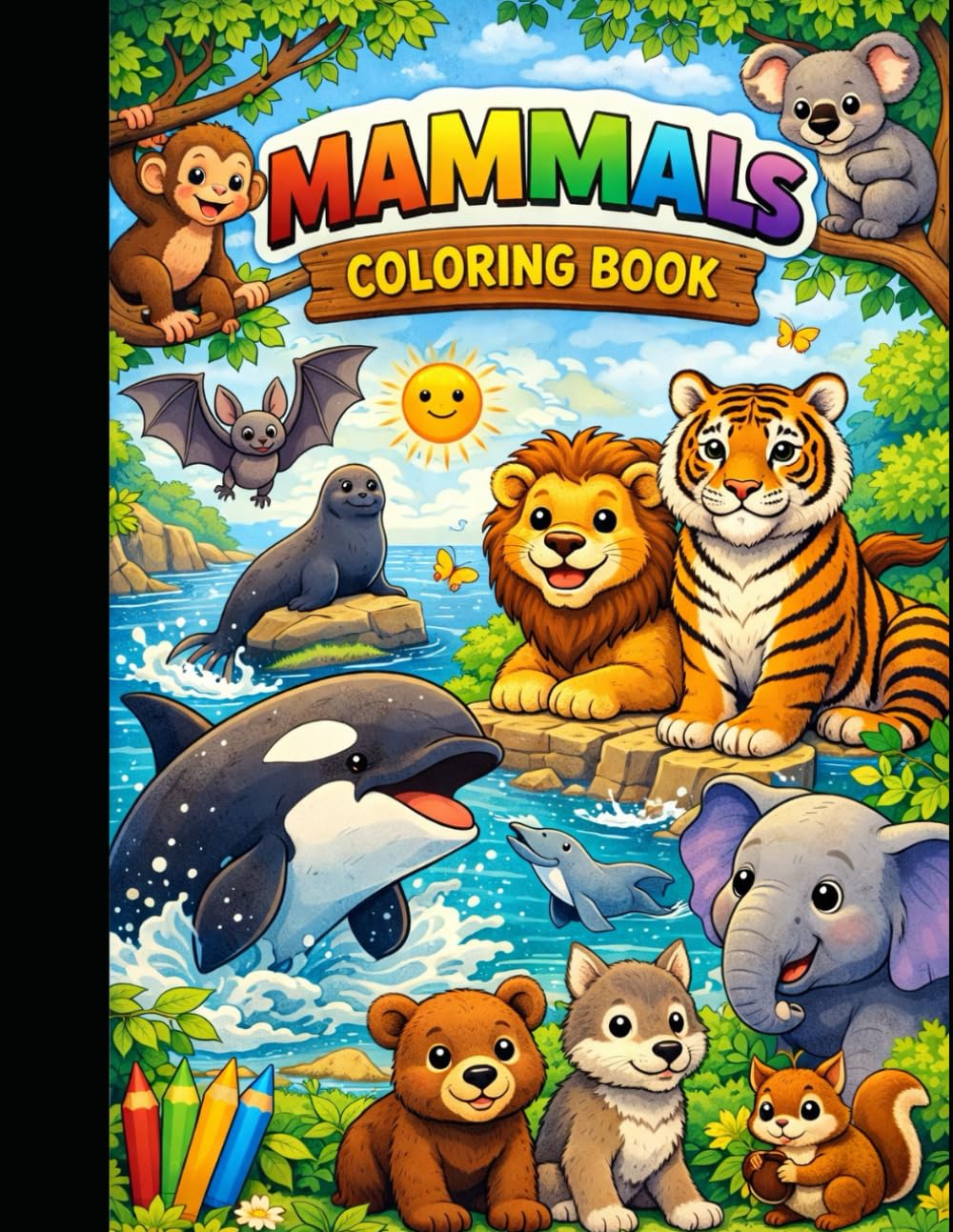 Mammals Coloring Book for Kids: Cute and Easy Mammal Coloring Pages for Kids Ages 3–8