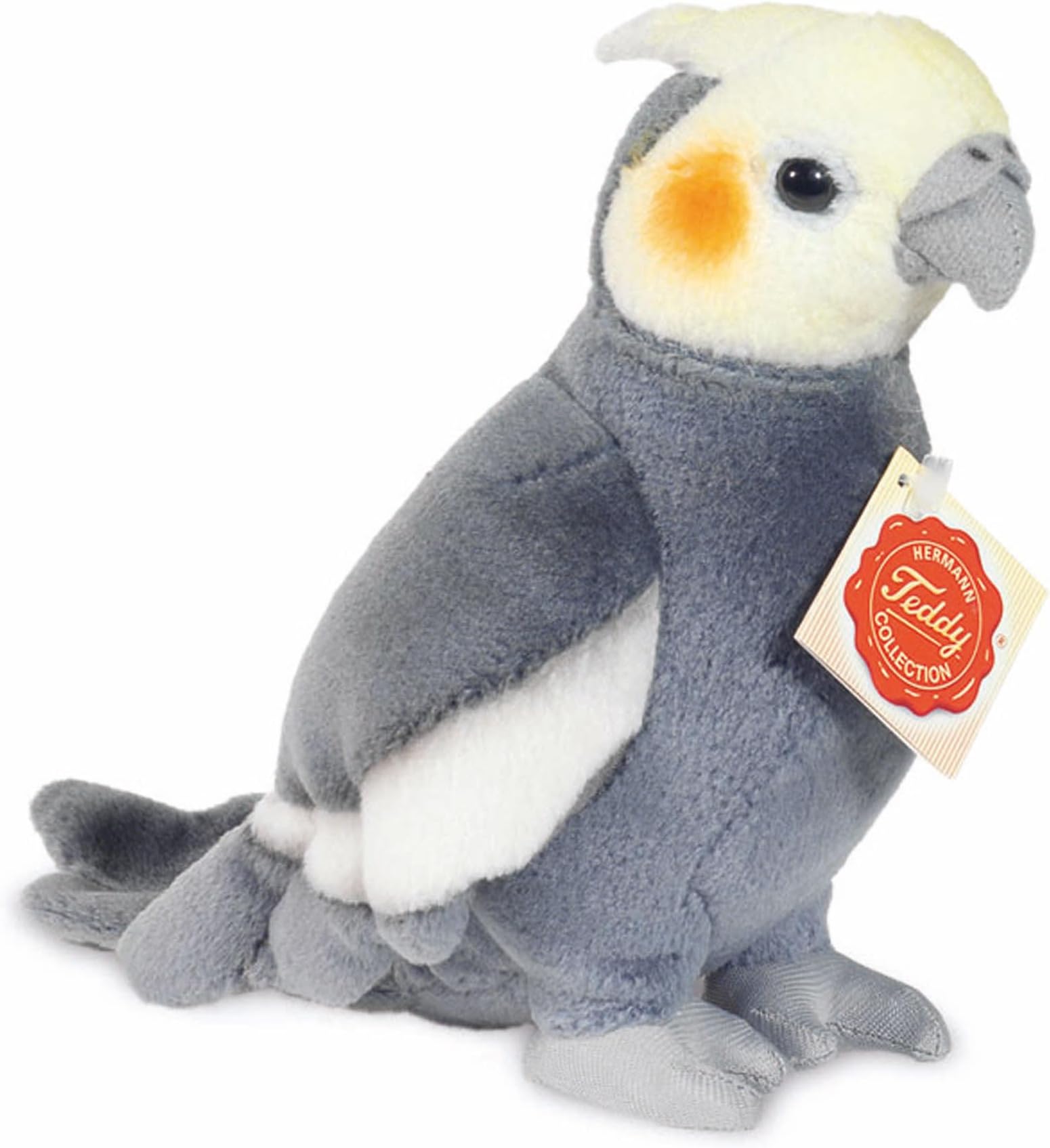 Teddy Hermann 94109 Bird cockatiel 17 cm, cuddly toy with 75% recycled filling material