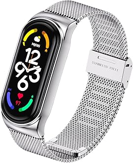 Ainiv Strap Replacement Compatible with Xiaomi Mi Band 7/Mi Band 6/Mi Band 5/Mi Band 4/Mi Band 3, 1/2/3/20pcs Silicone/Knitted/Stainless Steel Replacement Watchband Adjustable Sports Strap