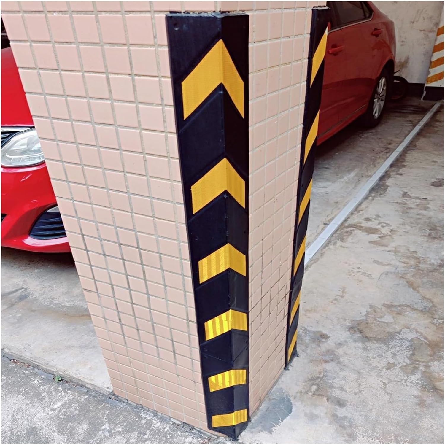 WDSOPK garage wall protector,wall corner protector, Reflective Workshop Ground Floor Garage Corner Guards, 1cm Thick,Yellow,5pcs,100cm (Yellow 5pcs)