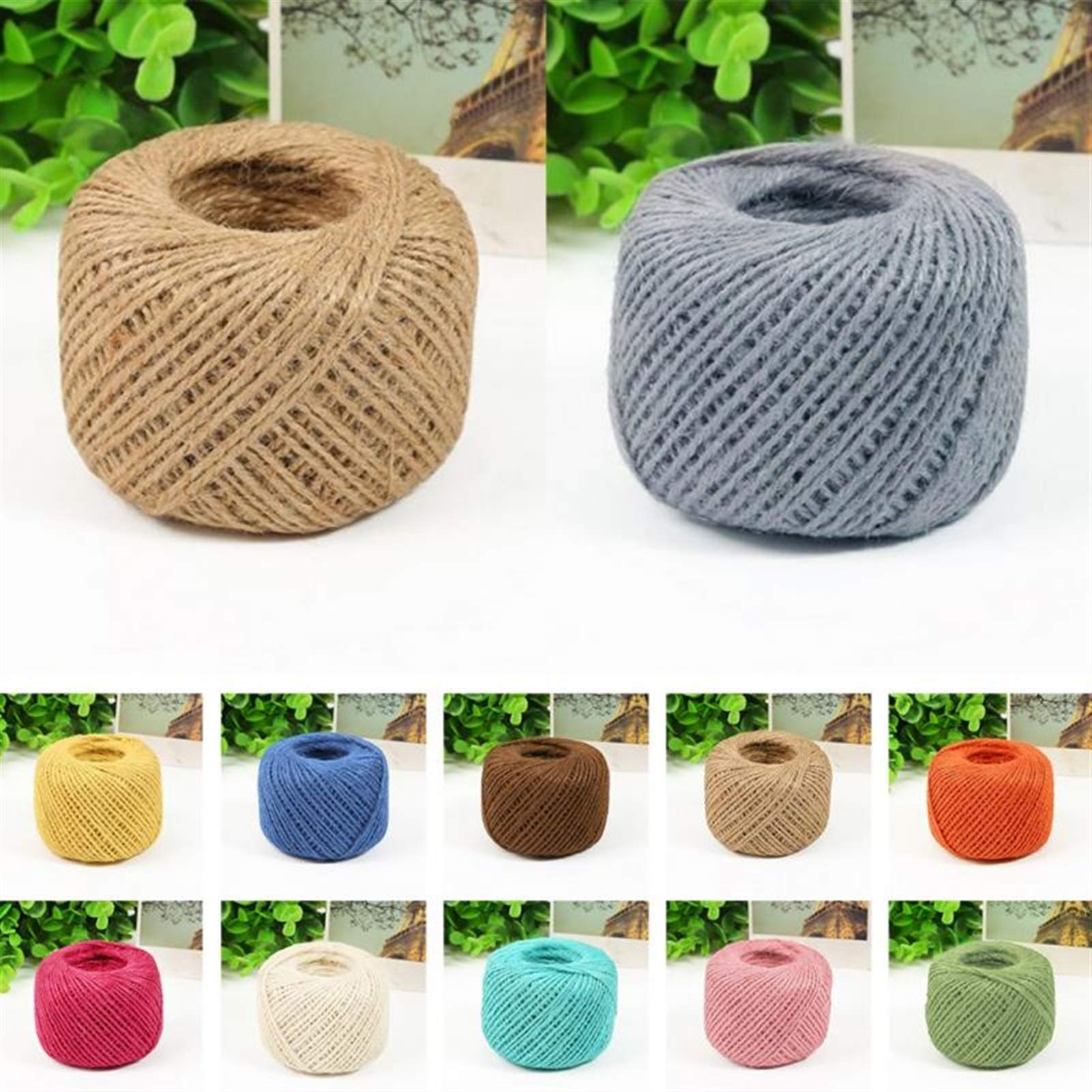 Zkenshan-Natural Jute Twine 2MM 50M DIY Natural Fiber String Burlap Manual Jute Twine Rope Arts Crafts Gift Decor Cord, Natural Jute Fiber (Color : Light Yellow)