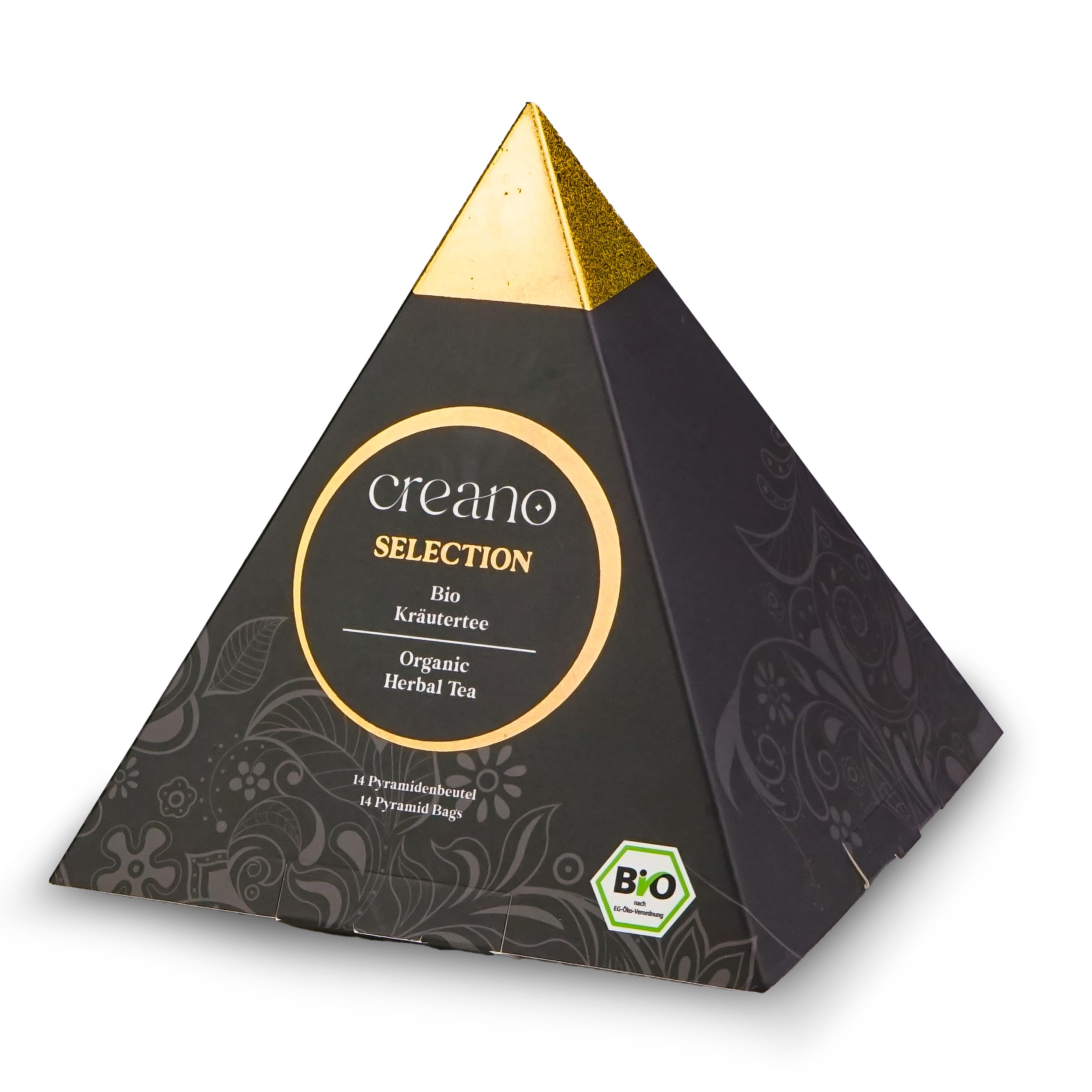Creano Set de Regalo Té Bio Infusión Hierbas 24 Bolsitas Piramidales 9 Variedades Sin Cafeína