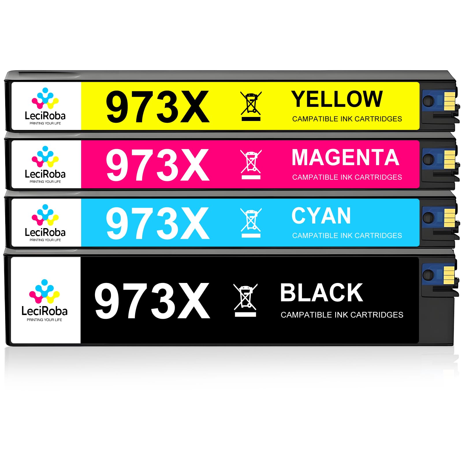 LeciRoba 973X Cartouche d'encre pour HP 973X 973 X pour HP PageWide Pro 452dw 452dn 477dw 477dn 577z 577dw 452dwt 477dwt PageWide 552dw Managed P55250dw P55750dw W P577 Lot de 4 imprimantes MFP 50 dB