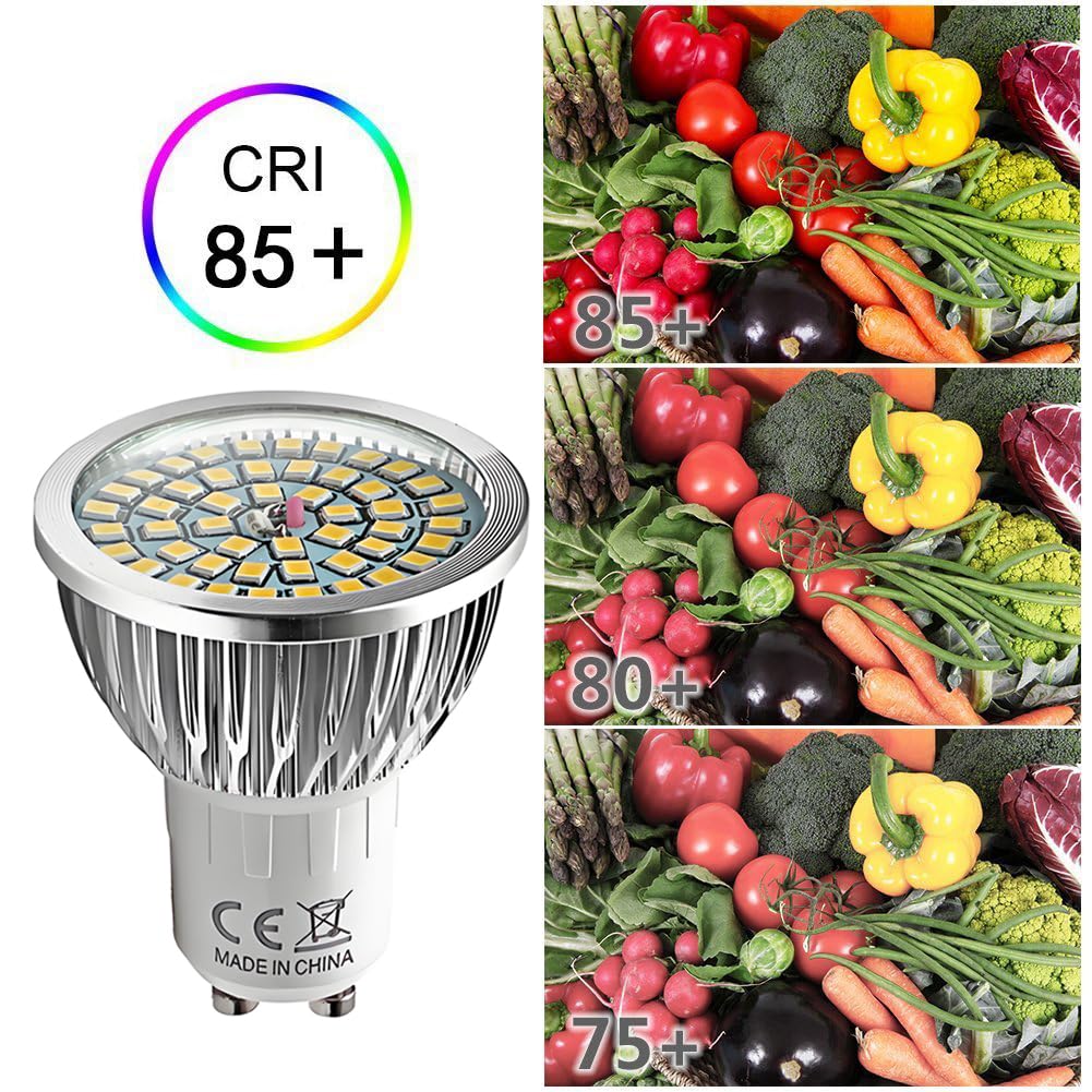 Zestaw 12 super jasnych żarówek LED GU10 6 W, ciepła biel 3000 K-4000 K, odpowiednik 60 W, 550 lm, AC 85 V-265 V