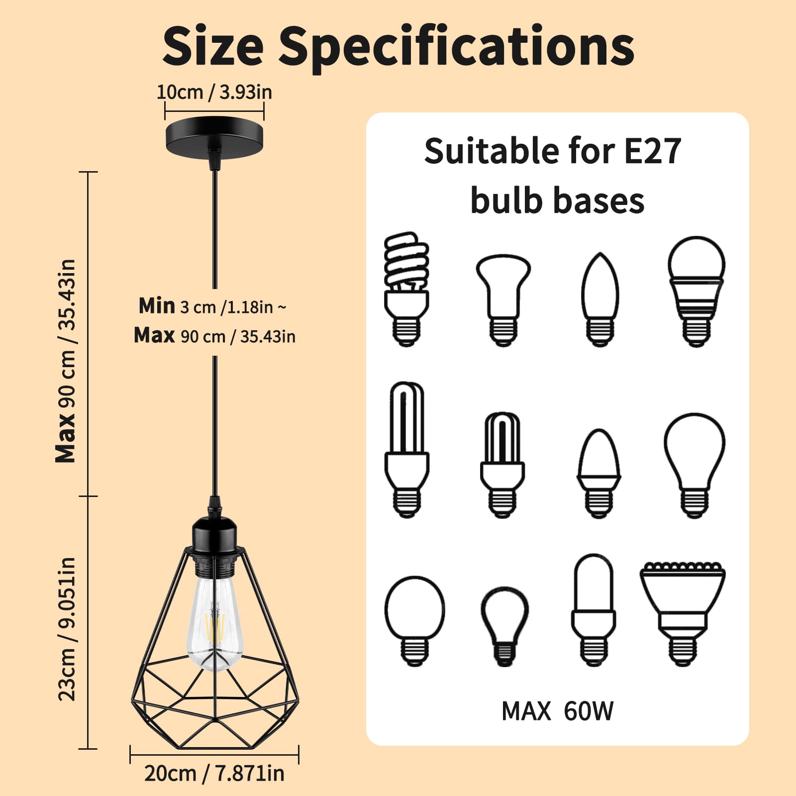 Black Ceiling Light Wire Basket Metal Basket Pendant Lighting Ceiling Light Shade - Image 2
