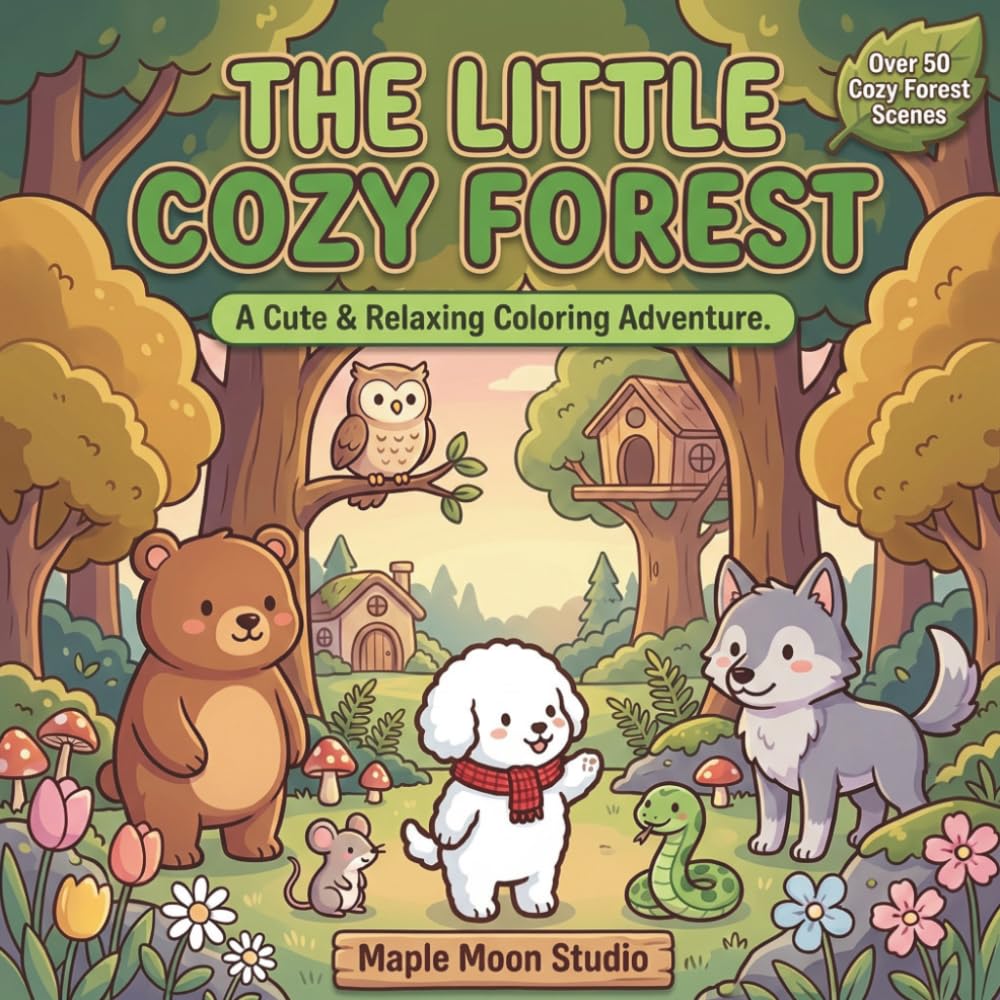 The Little Cozy Forest: A Cute & Relaxing Coloring Book with 50 Adorable Forest Animal and Wonderful Woodland Scenes (The Little Cozy Series)