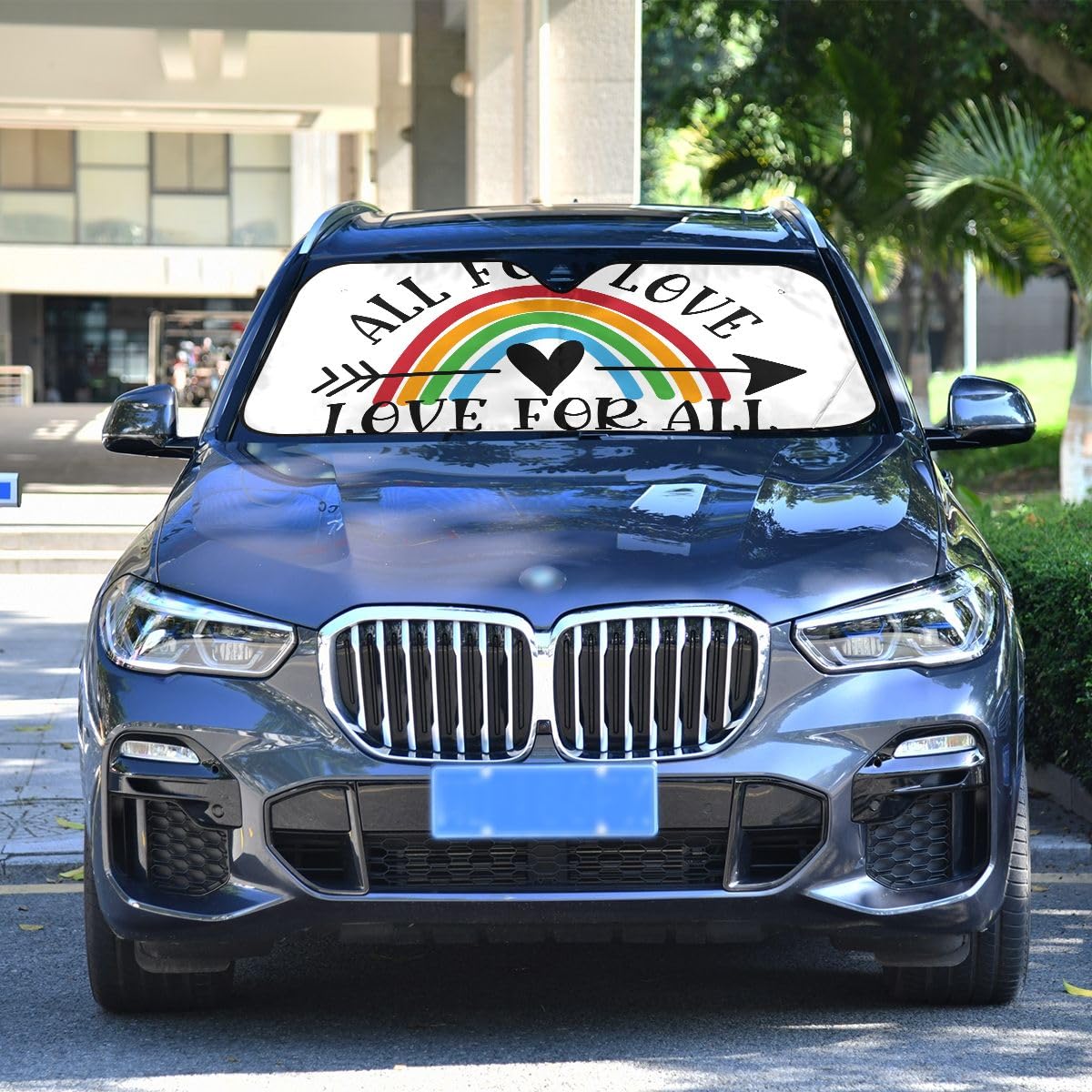 Parasole Auto Pieghevole Con Cuori Arcobaleno – Protezione UV, 3 Taglie, Per Auto, Camion E SUV – Grande - 2