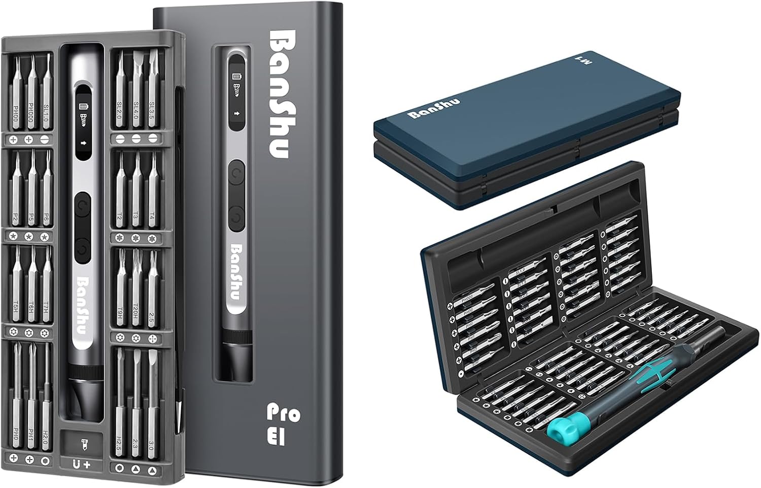 Banshu 52 in 1 Electric Precision Screwdriver Set Pro E1 & Banshu 49 in 1 Precision Screwdriver Set M1(Morandi Blue)