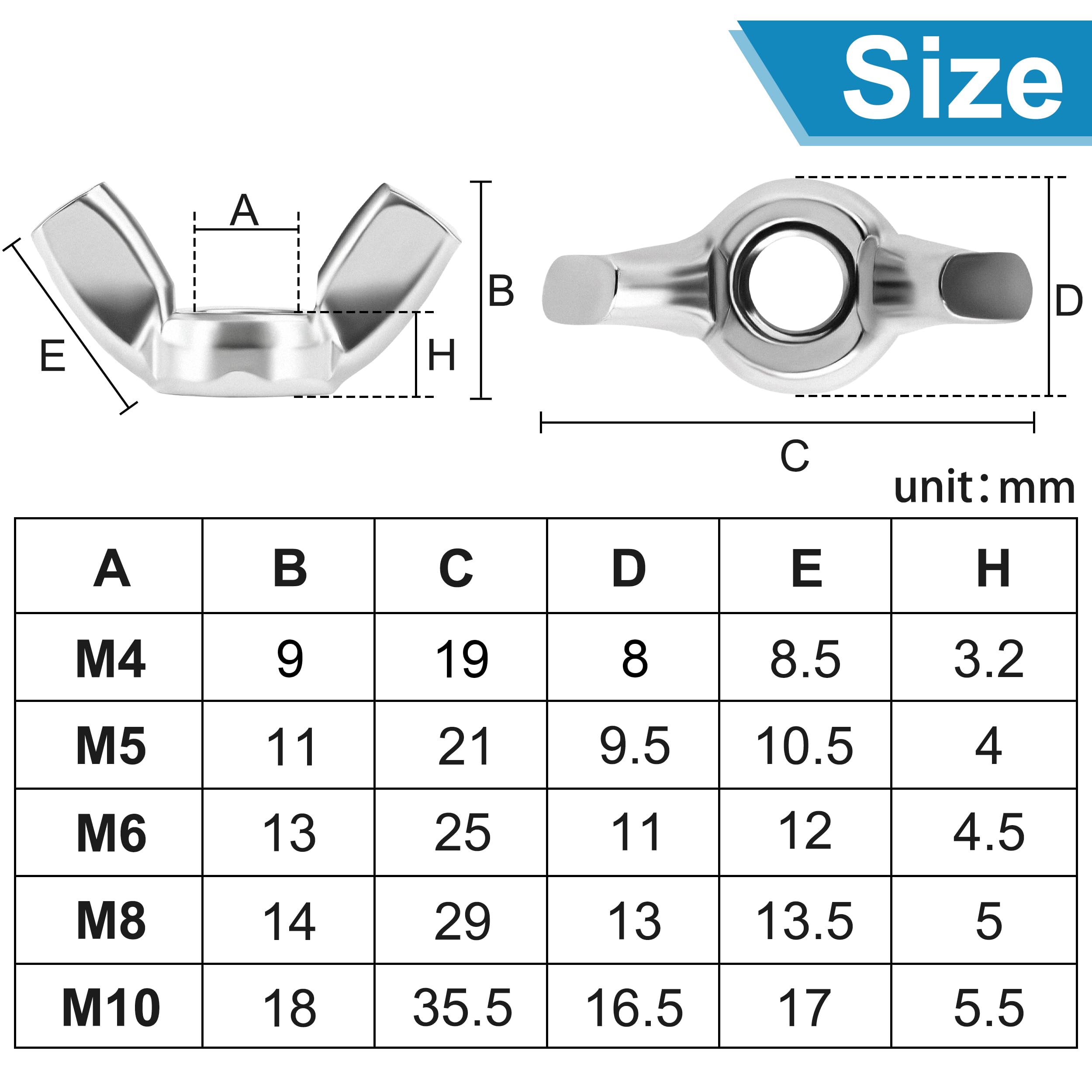 Vleugelmoer M6 RVS A2 AM DIN315 - DIN 315 Vleugelmoeren