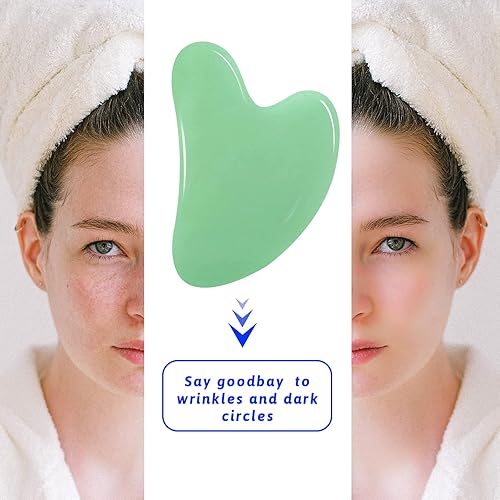 Miniatura 4 de dingdongbro Herramienta facial Gua Sha Gua Sha natural piedra de jade real tabla facial Gua Sha para terapia de acupuntura spa tratamiento de punto