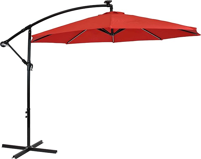 Sunnydaze 10' Solar Offset Patio Umbrella with Solar LED Lights