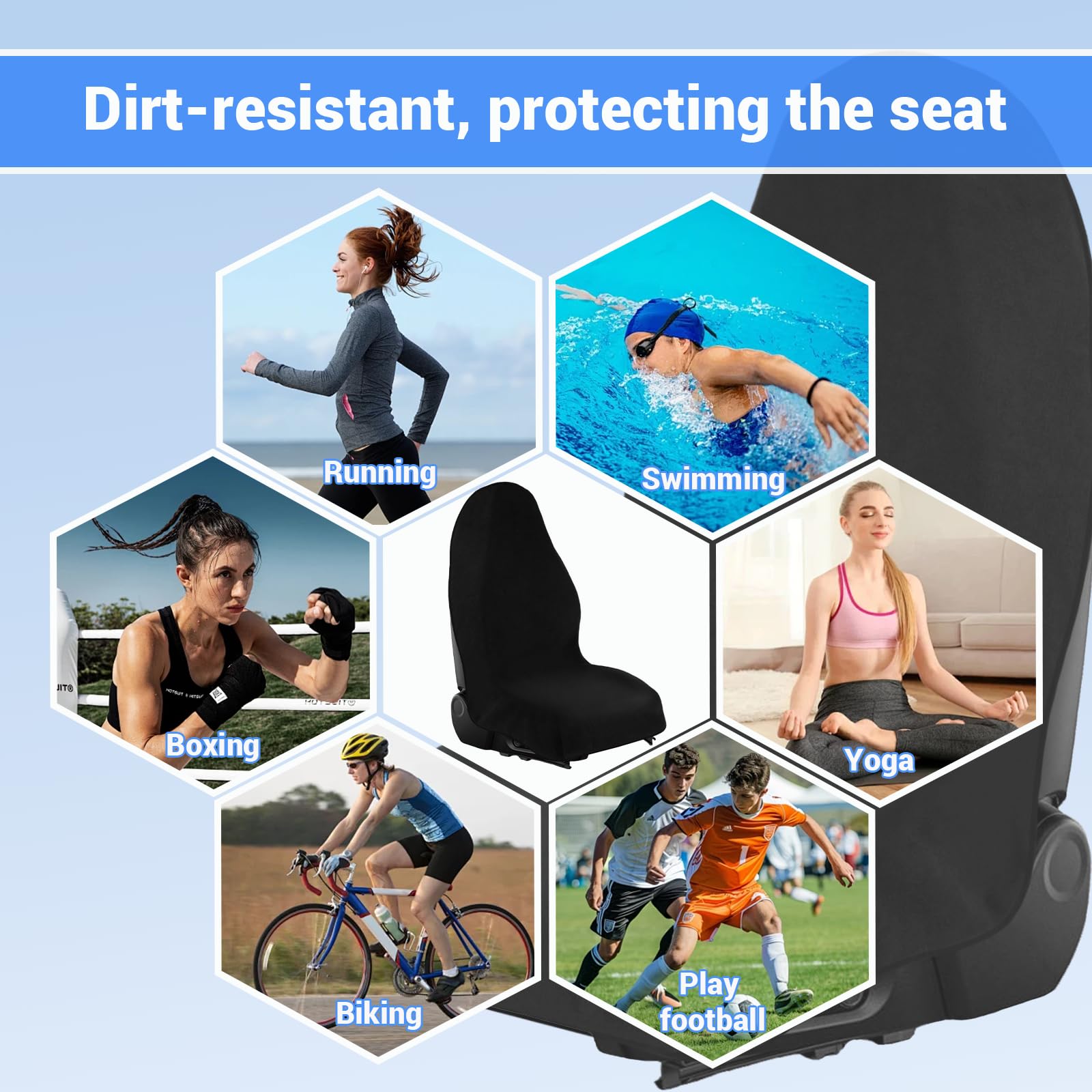 Housse imperméable pour siège de Voiture - Résistante à la Transpiration et Durable - Lavable en Machine - pour Les athlètes - Convient à Divers véhicules (Noir, 1pcs)