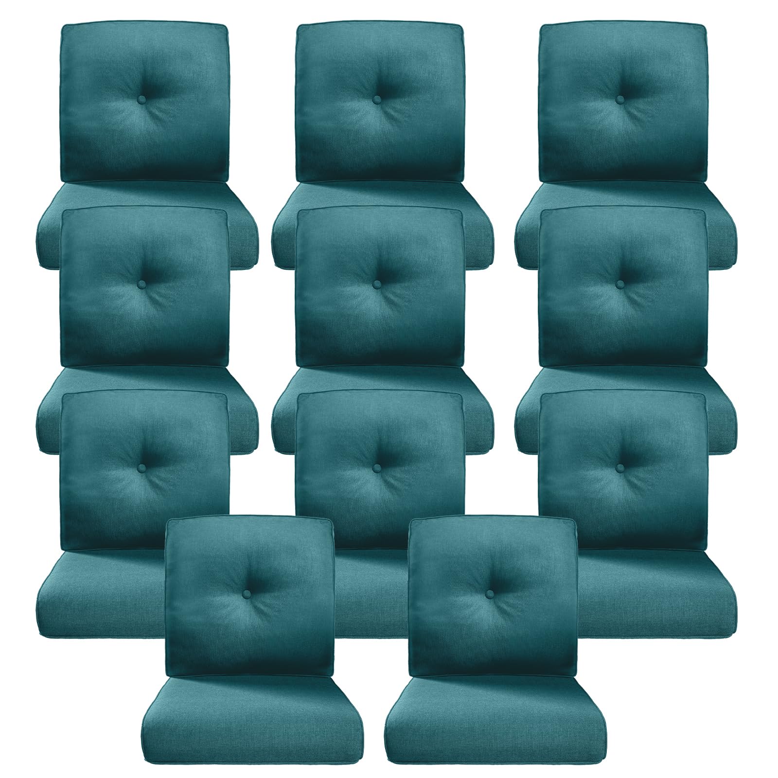 Luxury 4" Thick Outdoor Cushion Set of 11 - 22x24 Patio Furniture Cushions with 28D High-Density Foam, Water-Resistant &amp; Fade-Resistant Fabric, Removable Covers for Patio Furniture Sofa -Peacock Blue