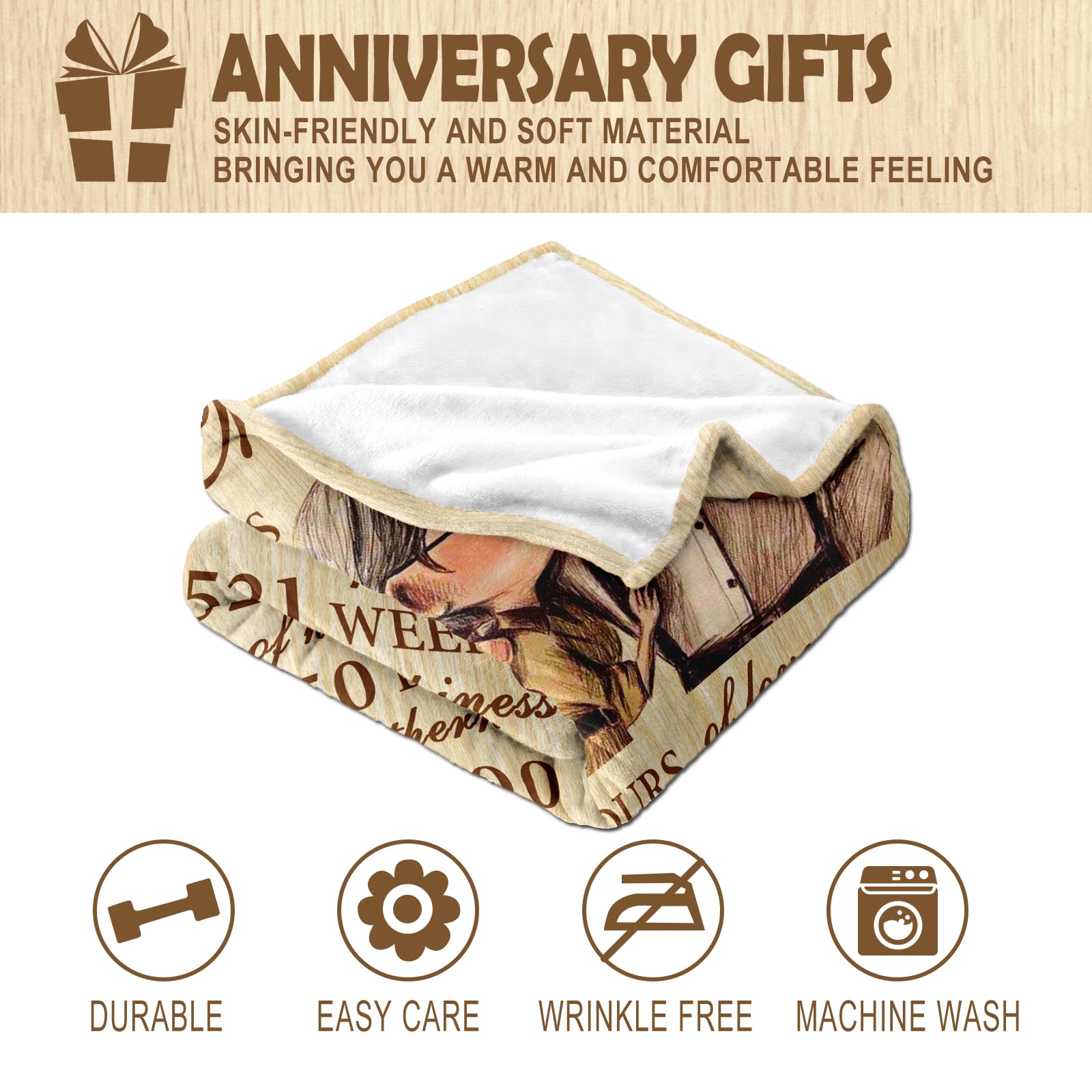 10th Anniversary Tin Gifts Blanket, 10 Year Anniversary Wedding Gifts for Him Her Couples,10th Anniversary Wedding Gifts, Gifts for 10th Anniversary,10 Year Anniversary Decorations Blanket 60"X 50"