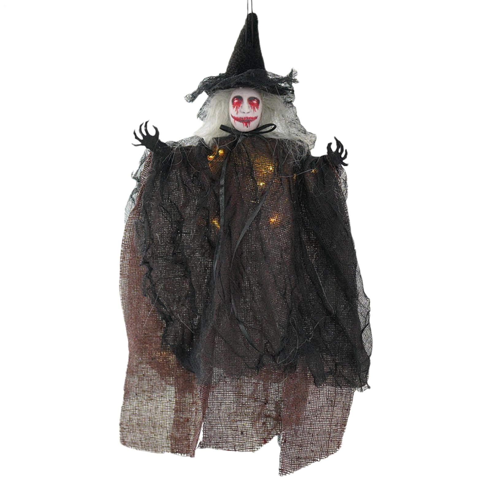 Ornements de sorcière d'Halloween intérieur : pendentif lumineux effrayant de maison hantée
