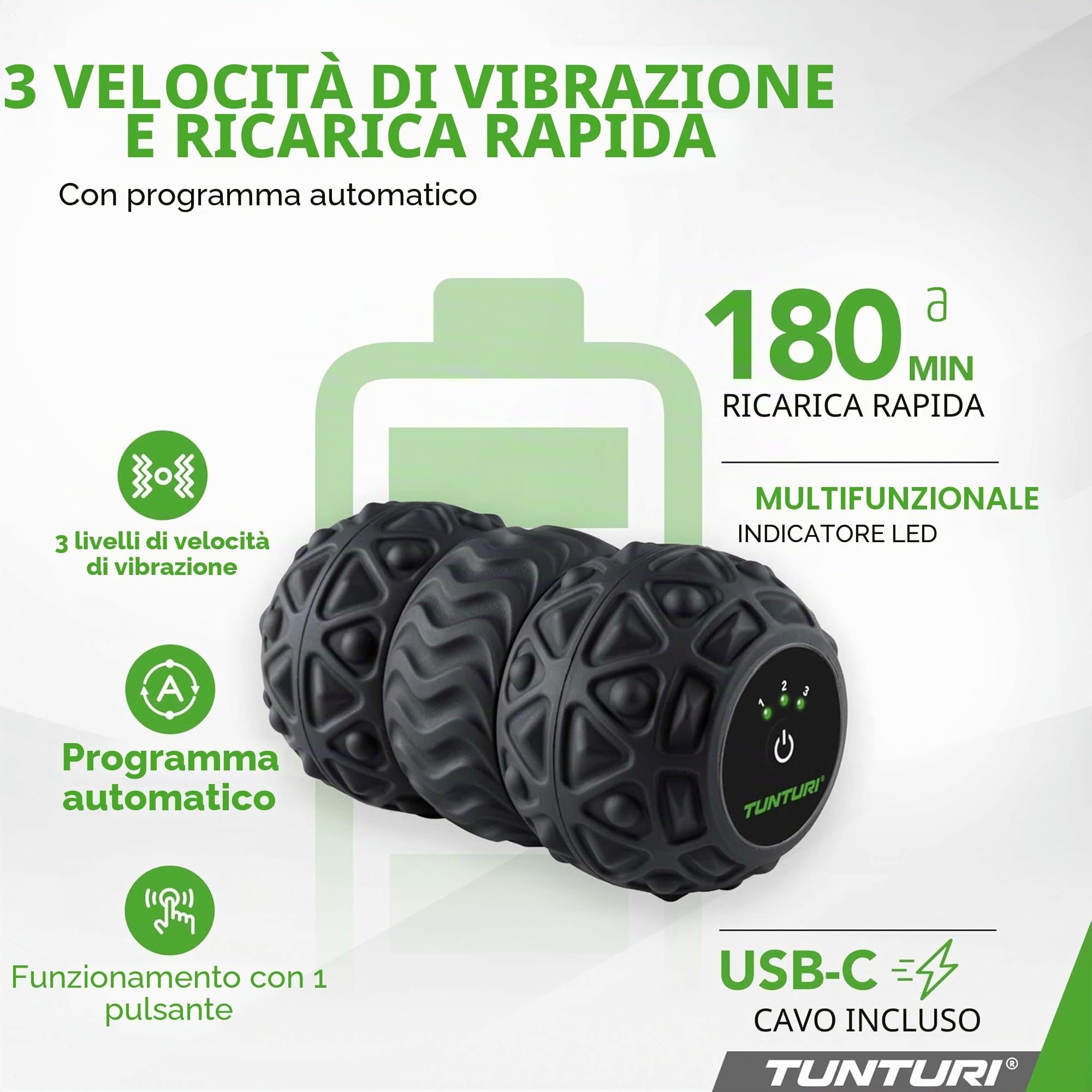 Tunturi Rullo massaggiante Vibrante Duo