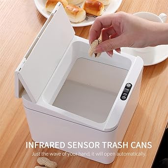 Automatic Touchless Garbage Bin, Smart Trash Can with Lid, for Kitchen Bathroom Bedroom Dorm Office Home RV Indoor (4L)