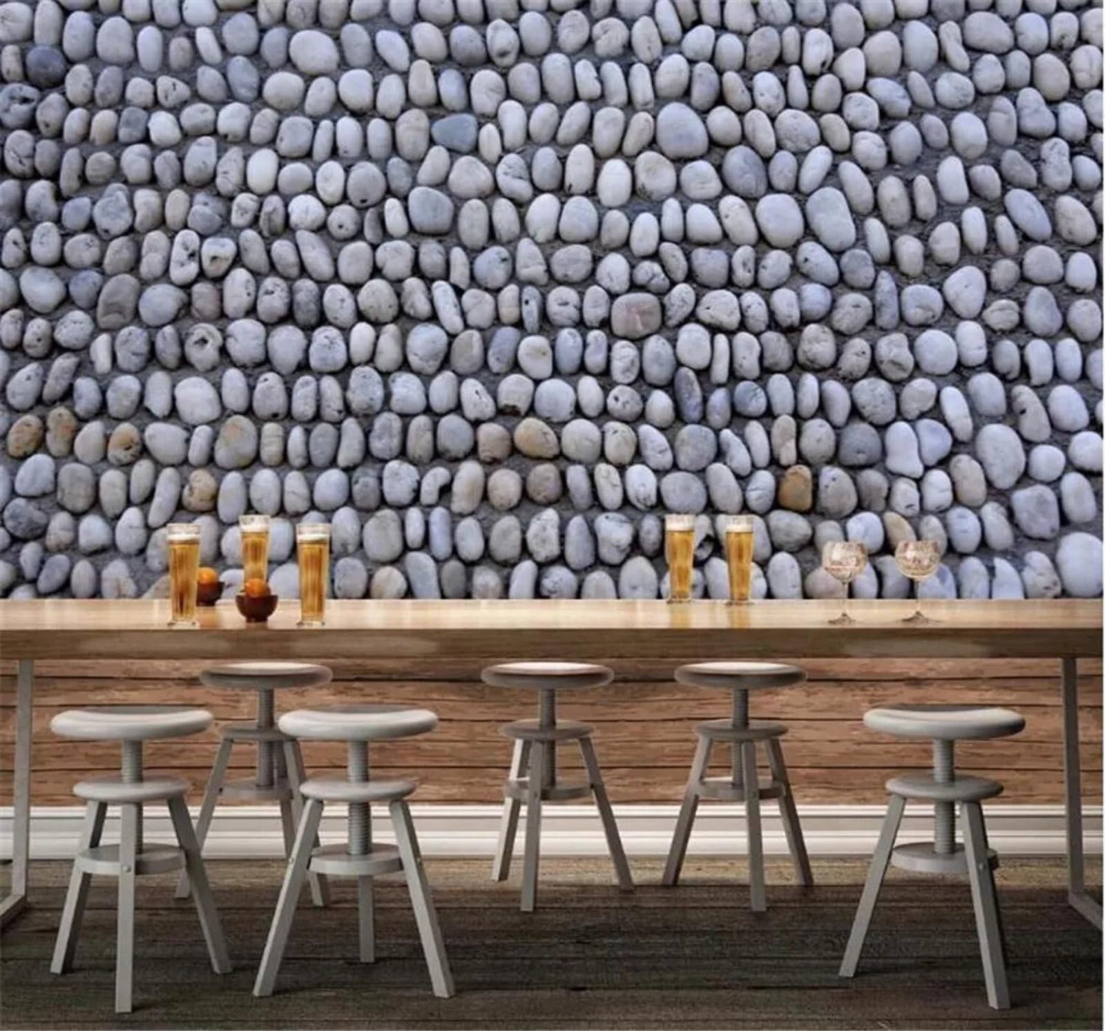 Tzxztt Minimalist Three Dimensional Pebbles Art Unique Modern 3D Wallpaper Premium Textured Silk Neutral Tones Material Ideal for Living Room Bedroom-150cm×105cm