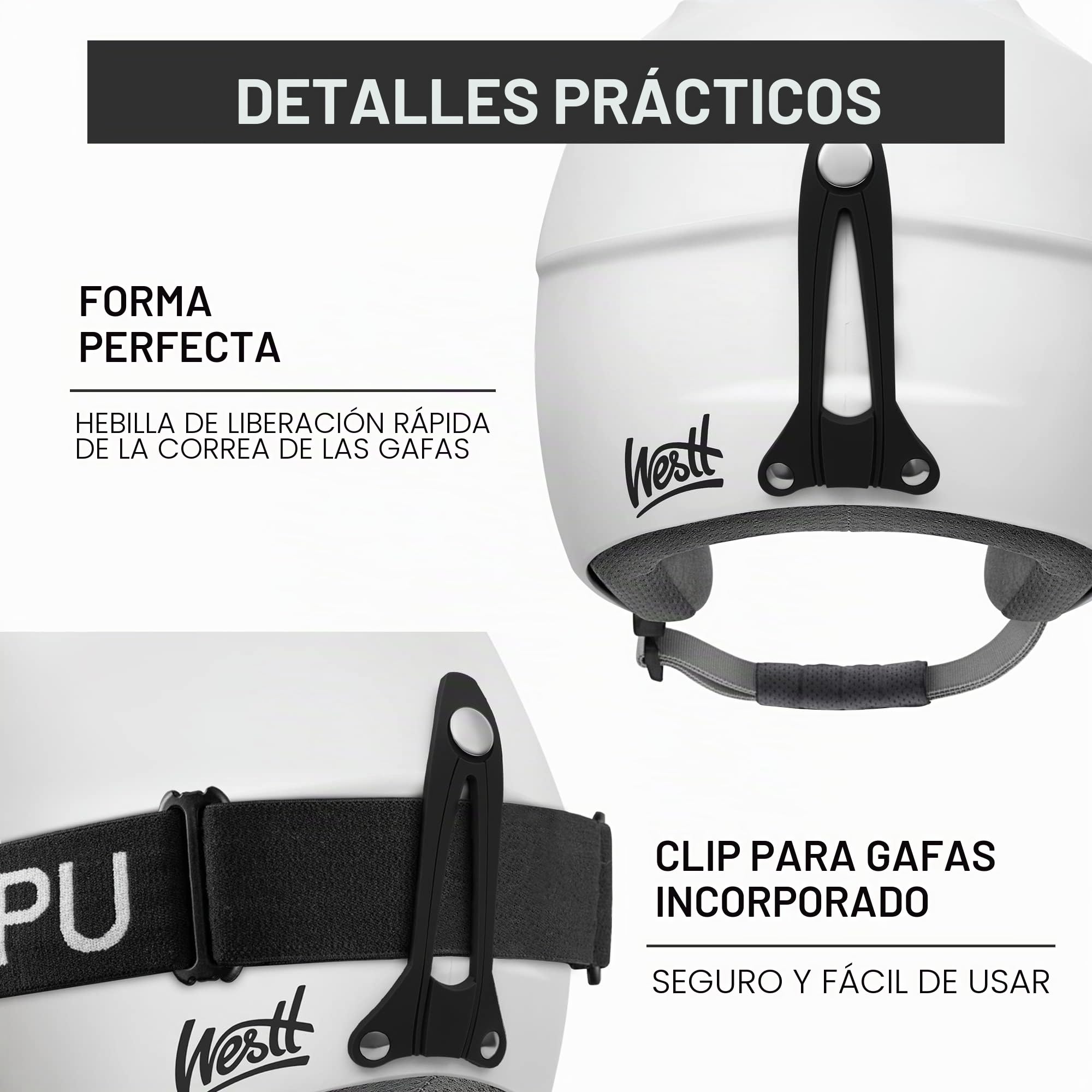Westt Casco de esquí hombre mujer, casco de snowboard freeride y esquí de travesía, casco deportivo de nieve ligero y transpirable, blanco, única de 56-58 cm