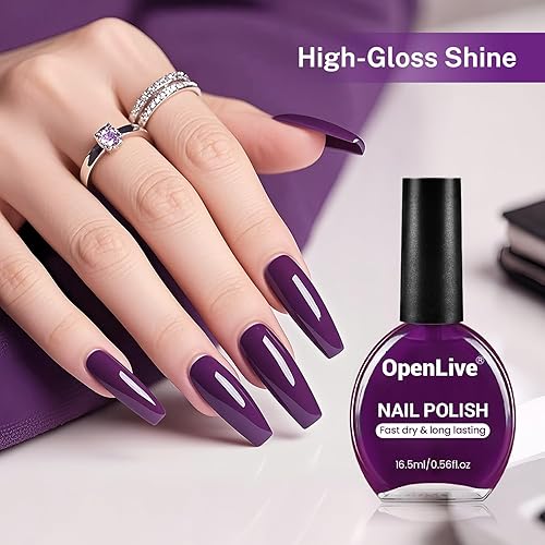 Miniatura 4 de 16.5ml Esmalte de uñas morado de gran volumen, de secado rápido, esmalte de uñas de color de larga duración y rápido secado para arte de uñas DIY,
